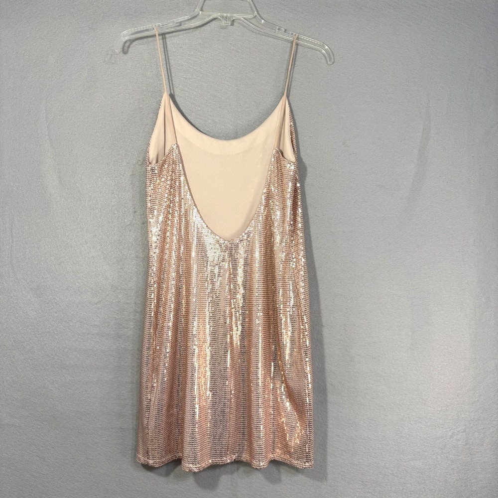 Zara Sequin Mini Dress Womens Size M Rose Gold Sparkly Party Night Out Glam - Picture 2 of 7